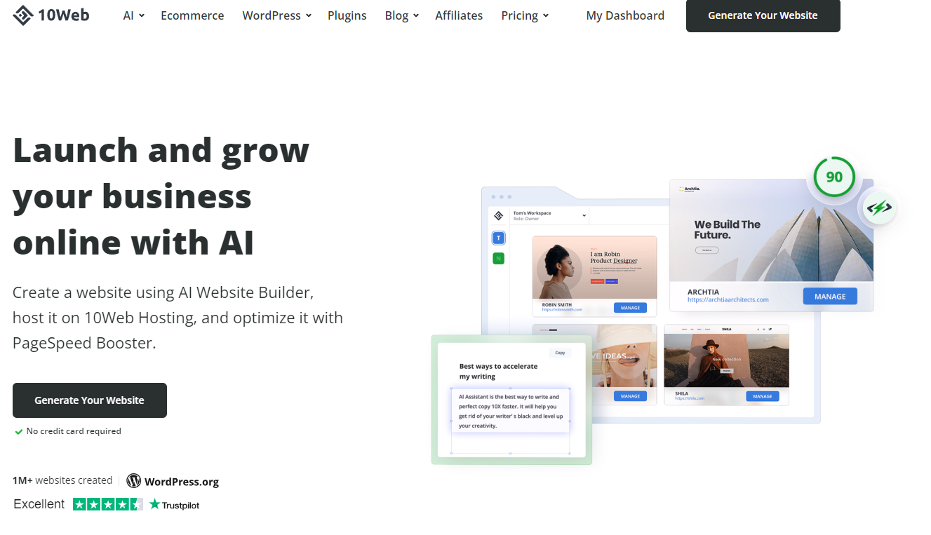 Website Builders with AI 10Web